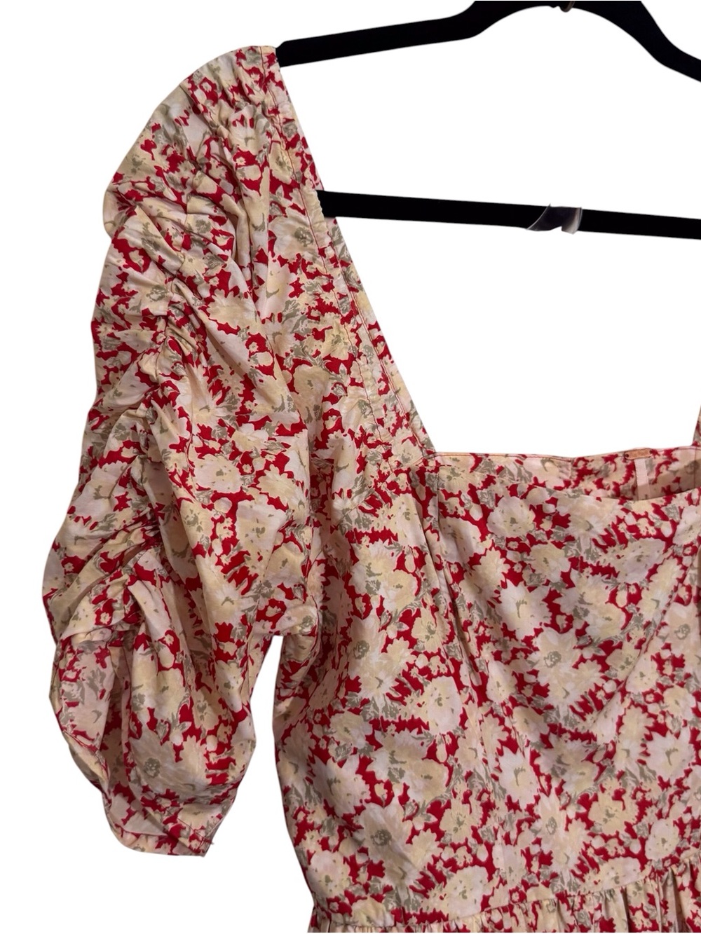 Free People Size 6 Red Floral She’s A Dream Boho Midi Dress Cottagecore Cotton - Picture 5 of 12